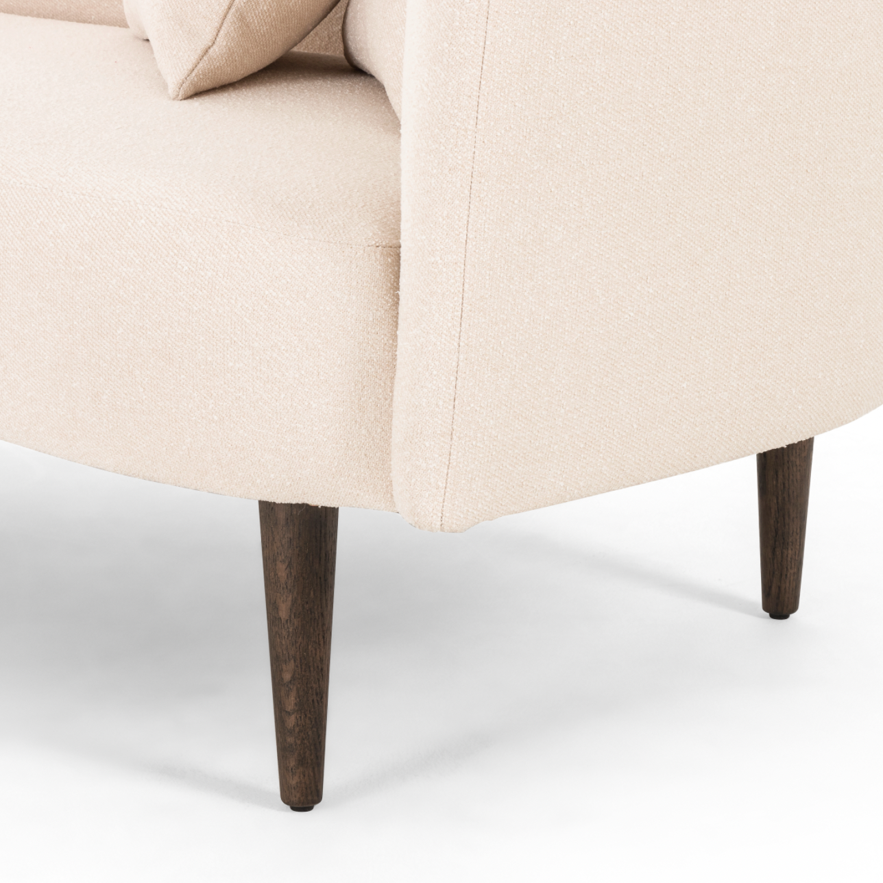 This curvy, Italian-inspired Luna Chaise exudes attitude. This features exclusive performance-grade ivory boucle in a striking, sultry S shape. Dual pillows for a fine finishing touch for any bedroom, office, or living room.  Overall Dimensions: 70.00"w x 35.00"d x 30.00"h