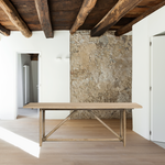 Featuring Mika Dining Table by Four Hands at Amethyst Home. Rustic goes modern with this Mika Dining Table. A triangular stretcher brings architectural interest to this simply styled dining table of white-washed oak.
Overall Dimensions: 84"W x 36"L x 30"H
Colors: Whitewashed Oak VeneerMaterials: Oak VeneerWeight: 119.05 lbVolume: 22.18 cu ftClearance from.  Amethyst Home provides interior design, new home construction design consulting, vintage area rugs, and lighting in the Washington metro area.