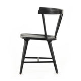 This Naples Dining Chair - Black Oak is a fresh twist on traditional Windsor-style seating is crafted from solid black-finished oak, for a look that’s always in style.  Overall Dimensions: 20.50"w x 21.50"d x 31.75"h