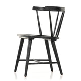 This Naples Dining Chair - Black Oak is a fresh twist on traditional Windsor-style seating is crafted from solid black-finished oak, for a look that’s always in style.  Overall Dimensions: 20.50"w x 21.50"d x 31.75"h