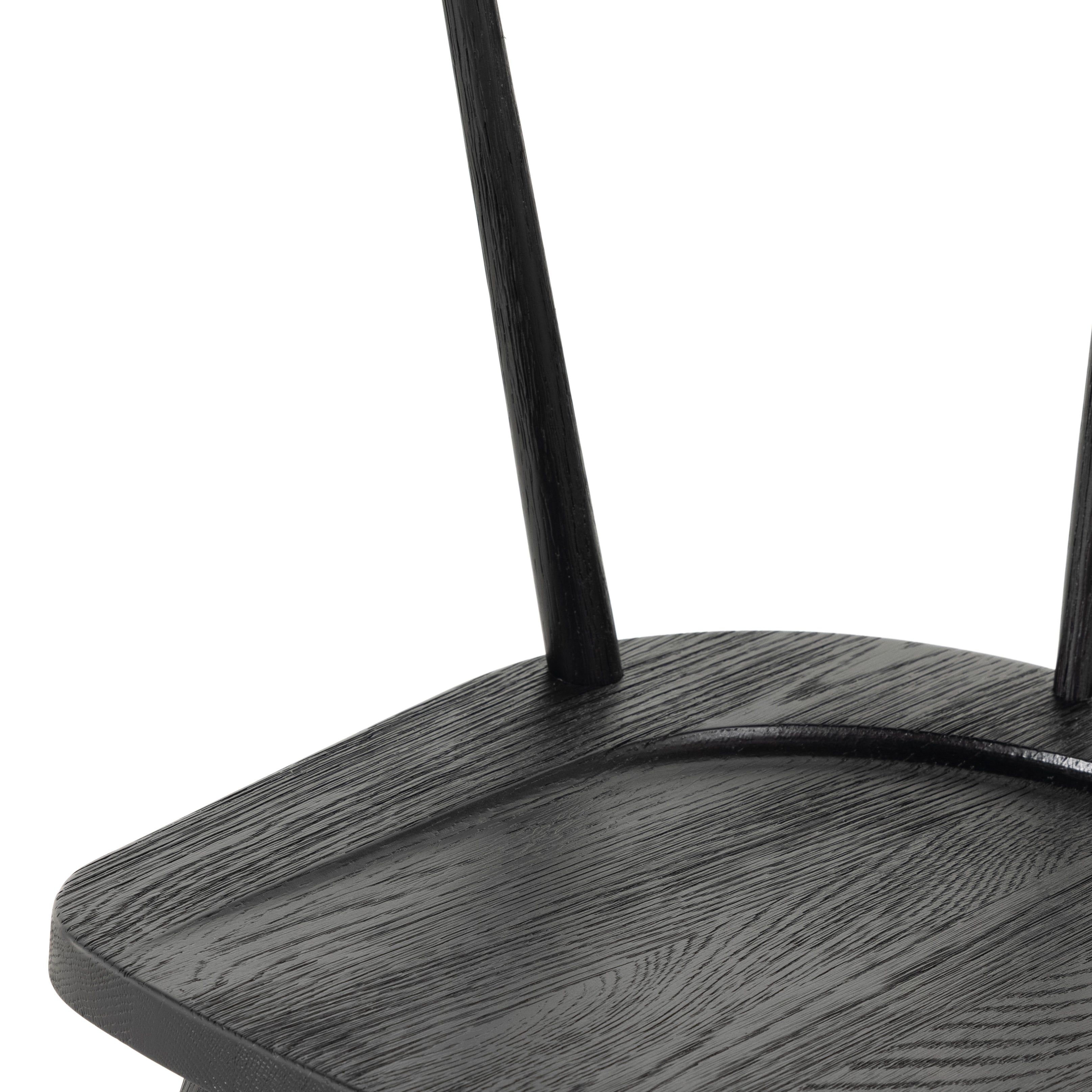 This Naples Dining Chair - Black Oak is a fresh twist on traditional Windsor-style seating is crafted from solid black-finished oak, for a look that’s always in style.  Overall Dimensions: 20.50"w x 21.50"d x 31.75"h