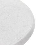 This Odin Nightstand - Stucco White is crisp, clean and beautifully simple. Light-finished oak forms a three-leg frame for a rounded tabletop of white-finished faux concrete.  Overall Dimensions: 22.00"w x 22.00"d x 24.00"h