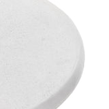 This Odin Nightstand - Stucco White is crisp, clean and beautifully simple. Light-finished oak forms a three-leg frame for a rounded tabletop of white-finished faux concrete.  Overall Dimensions: 22.00"w x 22.00"d x 24.00"h