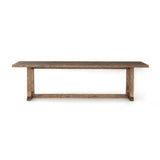 Featuring Otto Dining Table - 110" by Four Hands at Amethyst Home. Bring a traditional sense to the table with this Otto Dining Table - 110". Finished in a warm honey hue, a trestle-style base of reclaimed pine supports a rectangular top of pine, waxed and bleached for a rustic look with natural depth.
Amethyst Home celebrates natural materials, which oft.  Amethyst Home provides interior design, new home construction design consulting, vintage area rugs, and lighting in the Scottsdale metro area.