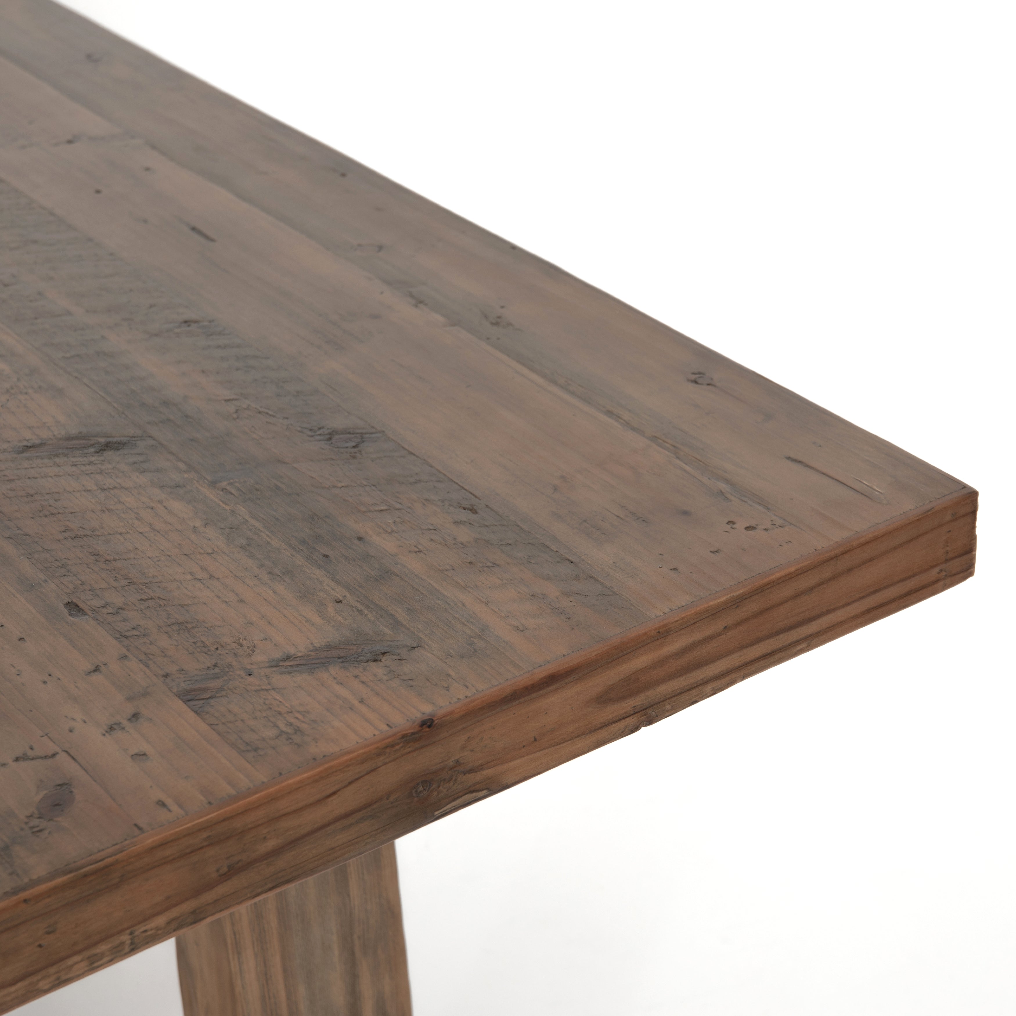 Featuring Otto Dining Table - 110" by Four Hands at Amethyst Home. Bring a traditional sense to the table with this Otto Dining Table - 110". Finished in a warm honey hue, a trestle-style base of reclaimed pine supports a rectangular top of pine, waxed and bleached for a rustic look with natural depth.
Amethyst Home celebrates natural materials, which ofte.  Amethyst Home provides interior design, new home construction design consulting, vintage area rugs, and lighting in the Calabasas metro area.