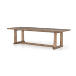 Featuring Otto Dining Table - 110" by Four Hands at Amethyst Home. Bring a traditional sense to the table with this Otto Dining Table - 110". Finished in a warm honey hue, a trestle-style base of reclaimed pine supports a rectangular top of pine, waxed and bleached for a rustic look with natural depth.
Amethyst Home celebrates natural materials, which often.  Amethyst Home provides interior design, new home construction design consulting, vintage area rugs, and lighting in the Portland metro area.