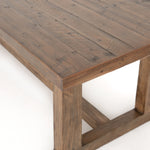 Featuring Otto Dining Table - 110" by Four Hands at Amethyst Home. Bring a traditional sense to the table with this Otto Dining Table - 110". Finished in a warm honey hue, a trestle-style base of reclaimed pine supports a rectangular top of pine, waxed and bleached for a rustic look with natural depth.
Amethyst Home celebrates natural materials, which oft.  Amethyst Home provides interior design, new home construction design consulting, vintage area rugs, and lighting in the Des Moines metro area.