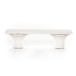 Featuring Parra Coffee Table - Plaster Molded Concrete by Four Hands at Amethyst Home. Make a monolithic statement with this Parra Coffee Table - Plaster Molded Concrete. Made from plaster-molded concrete, the pedestal-style legs support a rectangular tabletop of smooth, white-finished concrete, for a clean, adobe-inspired look.
Overall Dimensions: 59.75"W.  Amethyst Home provides interior design, new home construction design consulting, vintage area rugs, and lighting in the Charlotte metro area.