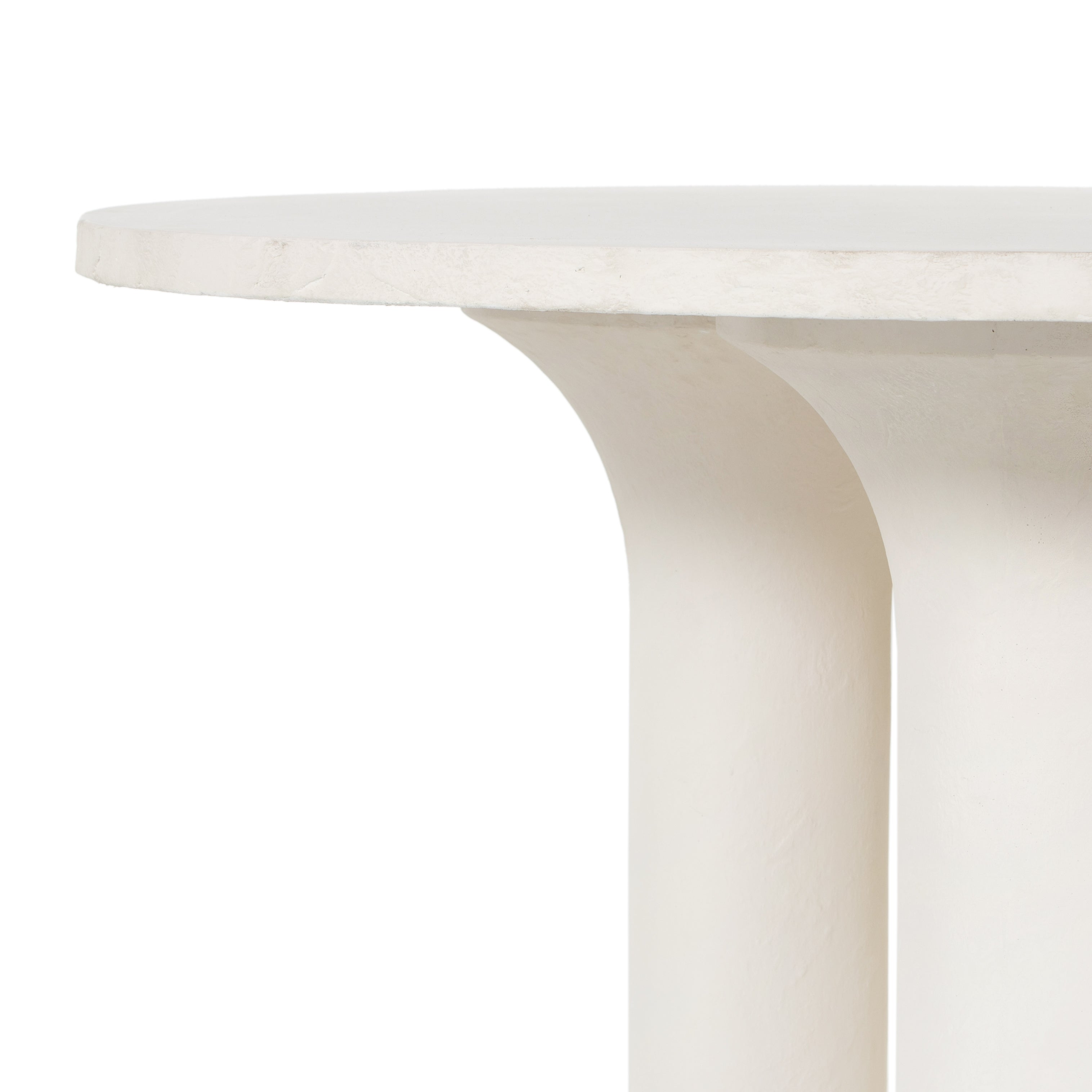 Featuring Parra Dining Table - Plaster Molded Concrete by Four Hands at Amethyst Home. This Parra Dining Table - Plaster Molded Concrete is made from plaster-molded concrete with a cylindrical pillar-style base tapering slightly to support a smooth, white-finished tabletop. We love the texture and brightness this brings to any dining room or kitchen area..  Amethyst Home provides interior design, new home construction design consulting, vintage area rugs, and lighting in the Des Moines metro area.