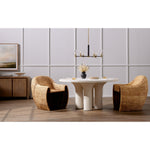 Featuring Parra Dining Table - Plaster Molded Concrete by Four Hands at Amethyst Home. This Parra Dining Table - Plaster Molded Concrete is made from plaster-molded concrete with a cylindrical pillar-style base tapering slightly to support a smooth, white-finished tabletop. We love the texture and brightness this brings to any dining room or kitchen area.   .  Amethyst Home provides interior design, new home construction design consulting, vintage area rugs, and lighting in the Seattle metro area.