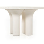 Featuring Parra Dining Table - Plaster Molded Concrete by Four Hands at Amethyst Home. This Parra Dining Table - Plaster Molded Concrete is made from plaster-molded concrete with a cylindrical pillar-style base tapering slightly to support a smooth, white-finished tabletop. We love the texture and brightness this brings to any dining room or kitchen area.   .  Amethyst Home provides interior design, new home construction design consulting, vintage area rugs, and lighting in the Houston metro area.