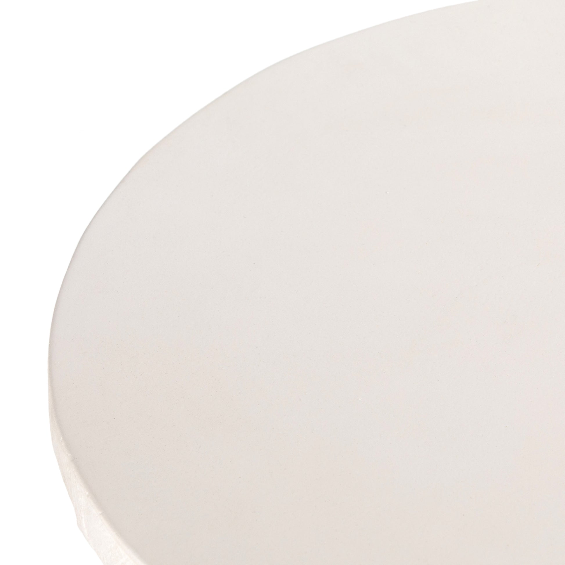Made from plaster-molded concrete, a pedestal-style base supports a rounded tabletop of smooth, white-finished concrete in this Parra Low End Table - Plaster Molded Concrete. This brings a clean, adobe-inspired vibe to any living room or lounge area. Pair with the matching High End Table for a staggered look!   Overall Dimensions: 20.00"w x 20.00"d x 18.00"h