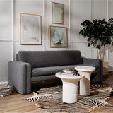 Featuring Parra Low End Table - Plaster Molded Concrete by Four Hands at Amethyst Home. Made from plaster-molded concrete, a pedestal-style base supports a rounded tabletop of smooth, white-finished concrete in this Parra Low End Table - Plaster Molded Concrete. This brings a clean, adobe-inspired vibe to any living room or lounge area. Pair with the matchi.  Amethyst Home provides interior design, new home construction design consulting, vintage area rugs, and lighting in the Portland metro area.