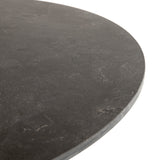 Featuring Powell 42" Dining Table - Bluestone by Four Hands at Amethyst Home. We love the classic tulip shape of this Powell 42" Dining Table - Bluestone. This bistro style table is perfectly sized for a cozy breakfast nook.
Overall Dimensions: 42"W x 42"L x 30"H
Colors: Dark Rustic Black, Ebony, BluestoneMaterials: Iron, Solid Oak, BluestoneWeight: 163.14.  Amethyst Home provides interior design, new home construction design consulting, vintage area rugs, and lighting in the Nashville metro area.