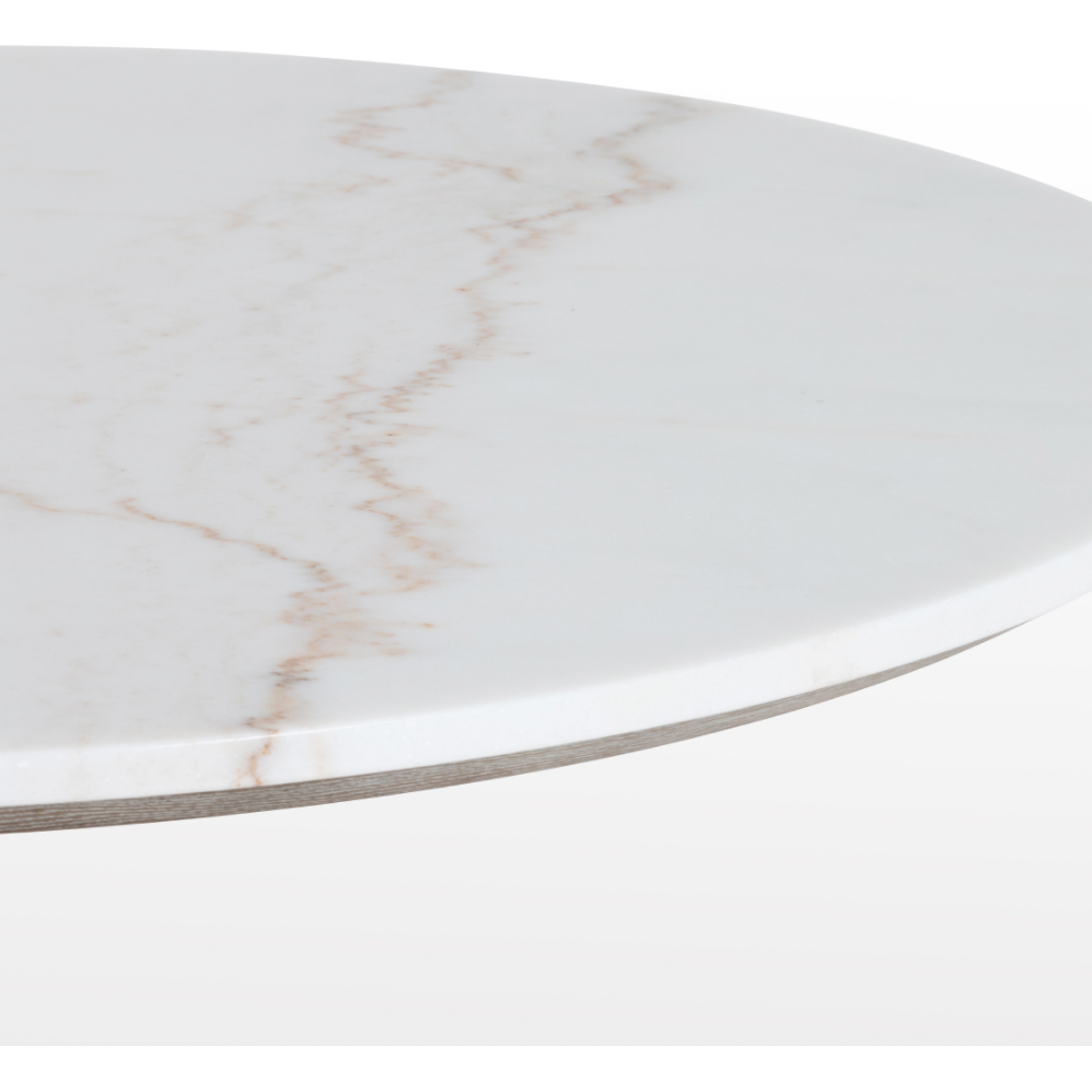 We love the mixed materials found in this Powell Dining Table - White Marble. Classic tulip shaping is recast with a rustic black iron base and rounded top of white marble - a perfect addition to any dining room or kitchen! Amethyst Home provides interior design, new home construction design consulting, vintage area rugs, and lighting in the Boston metro area.