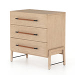 Featuring Rosedale 3 Drawer Dresser by Four Hands at Amethyst Home. The light-finished oak of this Rosedale 3 Drawer Dresser brings a clean, brightness to any room. We love how the three spacious drawers have iron hardware wrapped in a gorgeous, tan leather. The dimension legs with iron connecting them bring a unique look to your bedroom or other area!
Ove.  Amethyst Home provides interior design, new home construction design consulting, vintage area rugs, and lighting in the Park City metro area.