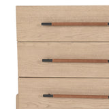 Featuring Rosedale 3 Drawer Dresser by Four Hands at Amethyst Home. The light-finished oak of this Rosedale 3 Drawer Dresser brings a clean, brightness to any room. We love how the three spacious drawers have iron hardware wrapped in a gorgeous, tan leather. The dimension legs with iron connecting them bring a unique look to your bedroom or other area!
Ove.  Amethyst Home provides interior design, new home construction design consulting, vintage area rugs, and lighting in the Charlotte metro area.