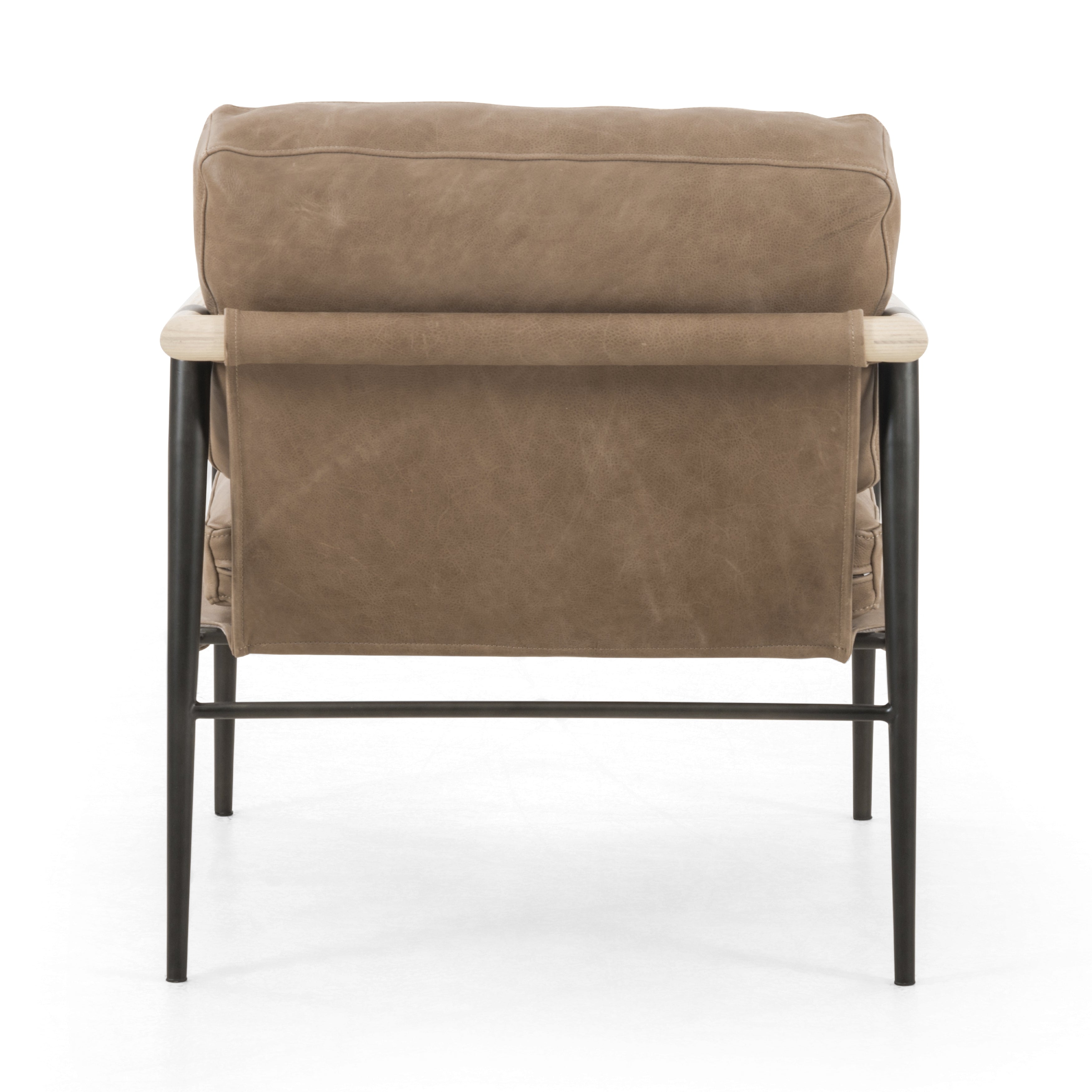 Featuring Rowen Chair - Palermo Drift by Four Hands at Amethyst Home. We love the slim, black steel frame of this Rowen Chair - Palermo Drift. Buttery, pronounced seating of tan top-grain leather with whitewashed ash accentuating angular arms make this an attractive seating choice for any living room, bedroom, or lounge area. 
Overall Dimensions: 27.50"W .  Amethyst Home provides interior design, new home construction design consulting, vintage area rugs, and lighting in the Washington metro area.