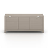 Featuring Sonoma Outdoor Sideboard - Weathered Grey by Four Hands at Amethyst Home. Take outdoor storage to the next level with this Sonoma Outdoor Sideboard - Weathered Grey. Finished in a weathered grey, solid FSC-certified teak forms a modern-minded sideboard, with slatted fronts for a light, linear look. Cover or store indoors during inclement weat.  Amethyst Home provides interior design, new home construction design consulting, vintage area rugs, and lighting in the Newport Beach metro area.