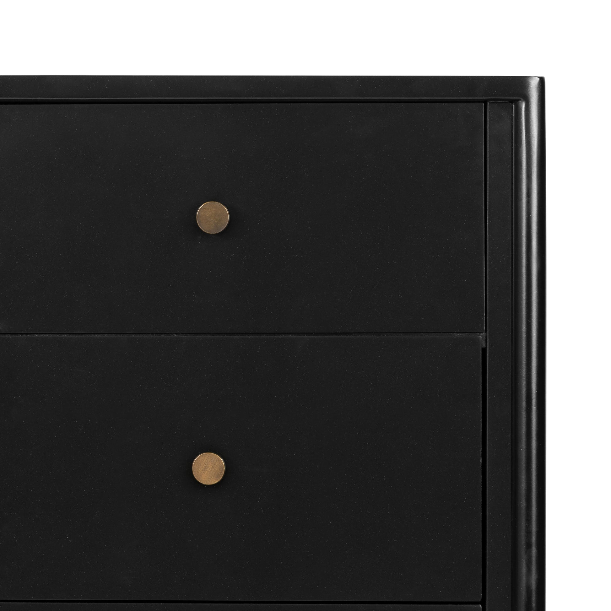 Bring a clean, beautifully industrial look to the bedroom with this Soto 5 Drawer Dresser - Black!  The roomy five-drawer dresser is made from black-finished iron, featuring bronzed iron hardware to elevate the look of any bedroom!  Overall Dimensions: 36.00"w x 19.00"d x 38.50"h