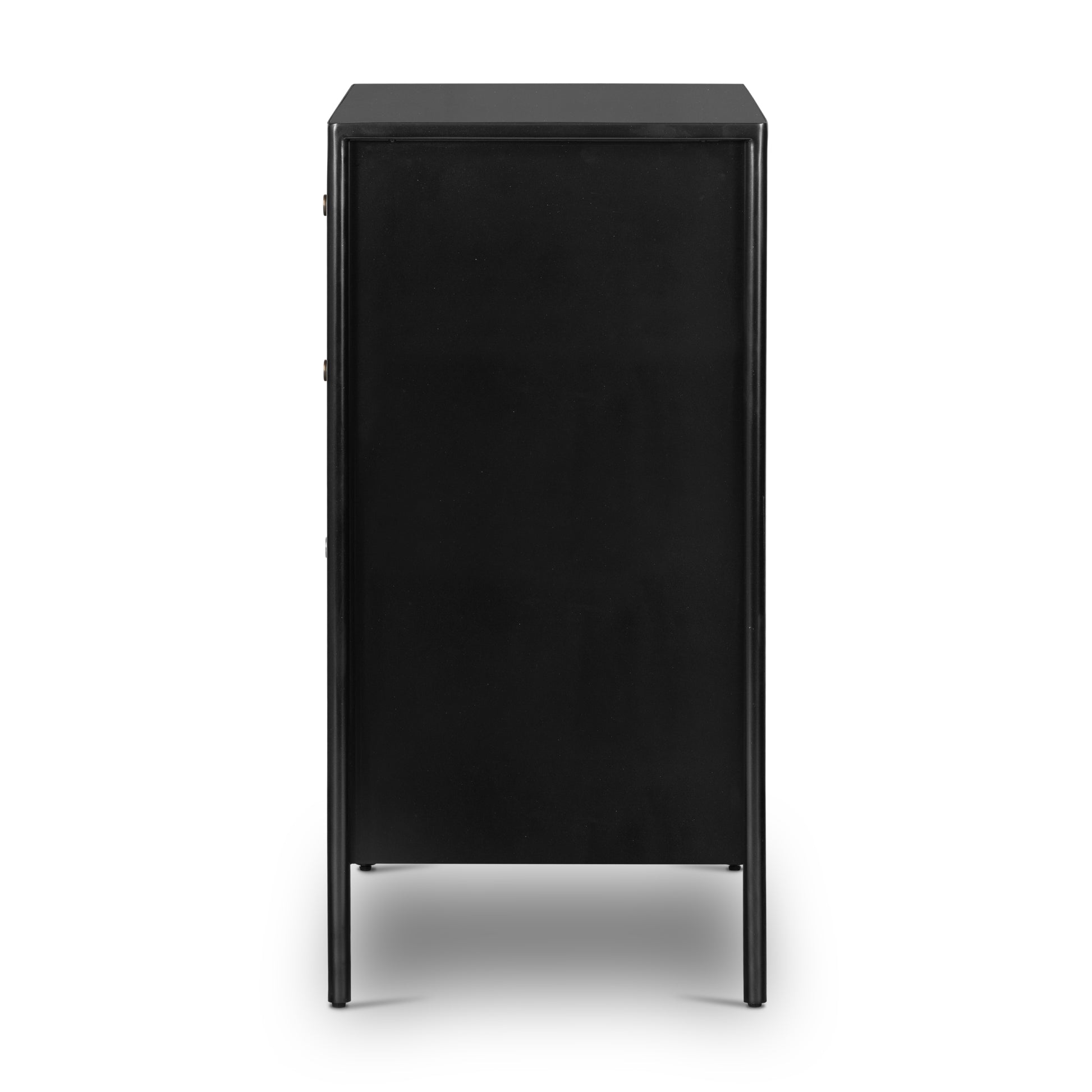 Bring a clean, beautifully industrial look to the bedroom with this Soto 5 Drawer Dresser - Black!  The roomy five-drawer dresser is made from black-finished iron, featuring bronzed iron hardware to elevate the look of any bedroom!  Overall Dimensions: 36.00"w x 19.00"d x 38.50"h