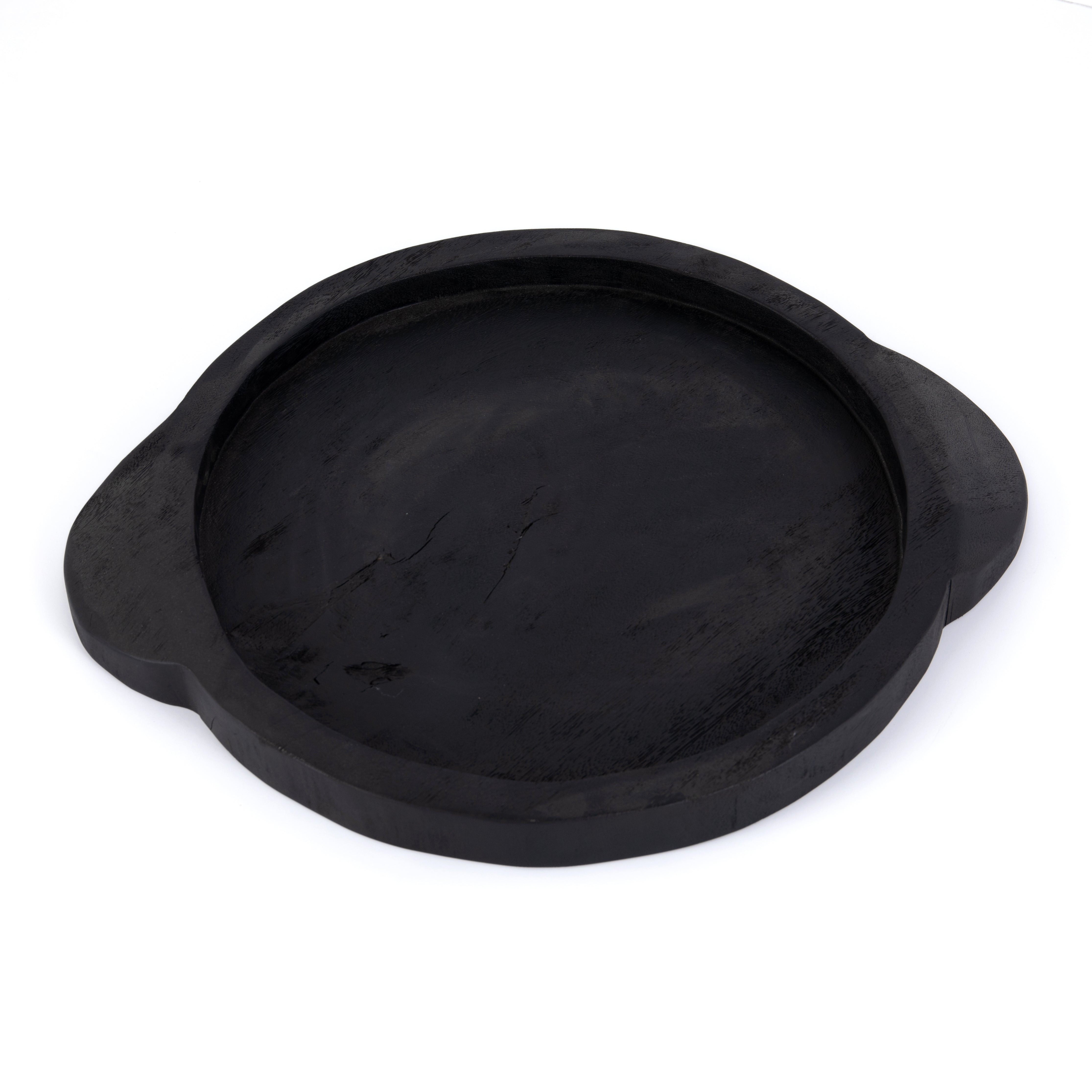 Featuring Tadeo Round Tray - Black by Four Hands at Amethyst Home. This Tadeo Round Tray - Black is made from reclaimed wood and has a gorgeous organic, earthy feel. Whether it's placed on your coffee table or in your kitchen, this will be your new favorite tray!
Amethyst Home celebrates natural materials, which often comes with beautiful imperfections. E.  Amethyst Home provides interior design, new home construction design consulting, vintage area rugs, and lighting in the Washington metro area.