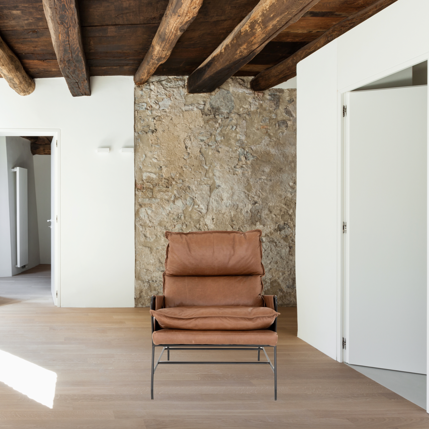 A nod to relaxed modernism, playing up the natural depth of exclusive top-grain leather, with buckle details and low-slung styling crafting the hippest of vibes.  Overall Dimensions: 28.00"w x 37.00"d x 35.00"h