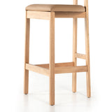 Featuring Tex Bar + Counter Stool by Four Hands at Amethyst Home. Solid Rosa Morada forms a T-shape frame on this Tex Bar + Counter Stool. The light tan top-grain leather seating is so comfy -- a perfectly sized stool for your kitchen island or bar area. 
Bar Stool Overall Dimensions: 20.25"W x 17.75"L x 40.50"HSeat Depth: 16"Seat Height: 30"
Counter St.  Amethyst Home provides interior design, new home construction design consulting, vintage area rugs, and lighting in the Laguna Beach metro area.