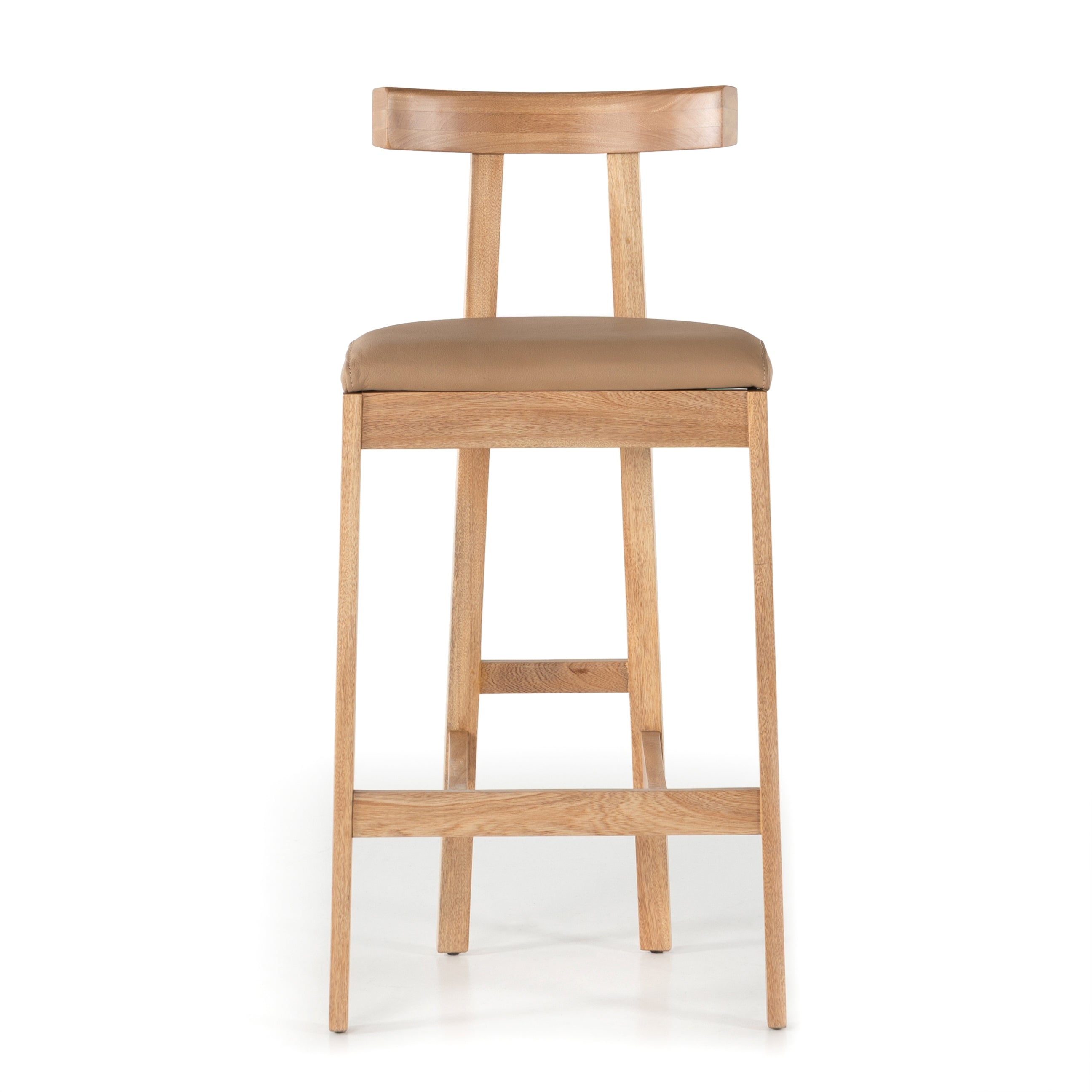 Solid Rosa Morada forms a T-shape frame on this Tex Bar + Counter Stool. The light tan top-grain leather seating is so comfy -- a perfectly sized stool for your kitchen island or bar area. 