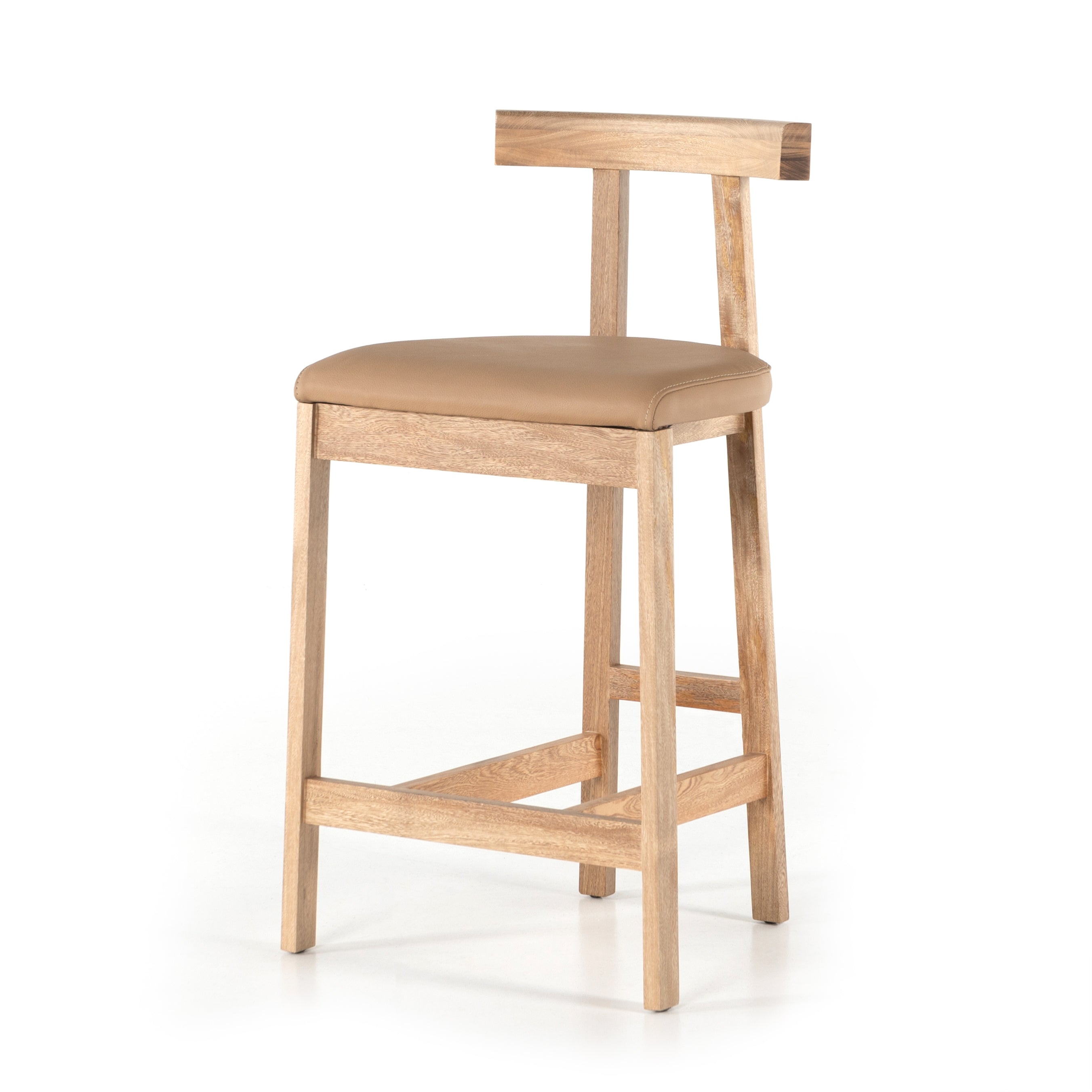 Featuring Tex Bar + Counter Stool by Four Hands at Amethyst Home. Solid Rosa Morada forms a T-shape frame on this Tex Bar + Counter Stool. The light tan top-grain leather seating is so comfy -- a perfectly sized stool for your kitchen island or bar area. 
Bar Stool Overall Dimensions: 20.25"W x 17.75"L x 40.50"HSeat Depth: 16"Seat Height: 30"
Counter .  Amethyst Home provides interior design, new home construction design consulting, vintage area rugs, and lighting in the Salt Lake City metro area.
