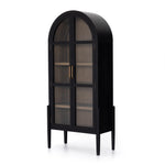 Store it in style with this Tolle Cabinet - Drifted Oak. Beautifully shaped cabinetry of black solid oak features spacious interior shelving and clear glass front, ready for displaying favorite books, photos and treasures in any room!  Overall Dimensions: 38.00"w x 19.00"d x 84.00"h