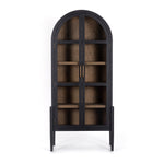 Store it in style with this Tolle Cabinet - Drifted Oak. Beautifully shaped cabinetry of black solid oak features spacious interior shelving and clear glass front, ready for displaying favorite books, photos and treasures in any room!  Overall Dimensions: 38.00"w x 19.00"d x 84.00"h