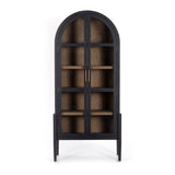 Store it in style with this Tolle Cabinet - Drifted Oak. Beautifully shaped cabinetry of black solid oak features spacious interior shelving and clear glass front, ready for displaying favorite books, photos and treasures in any room!  Overall Dimensions: 38.00"w x 19.00"d x 84.00"h