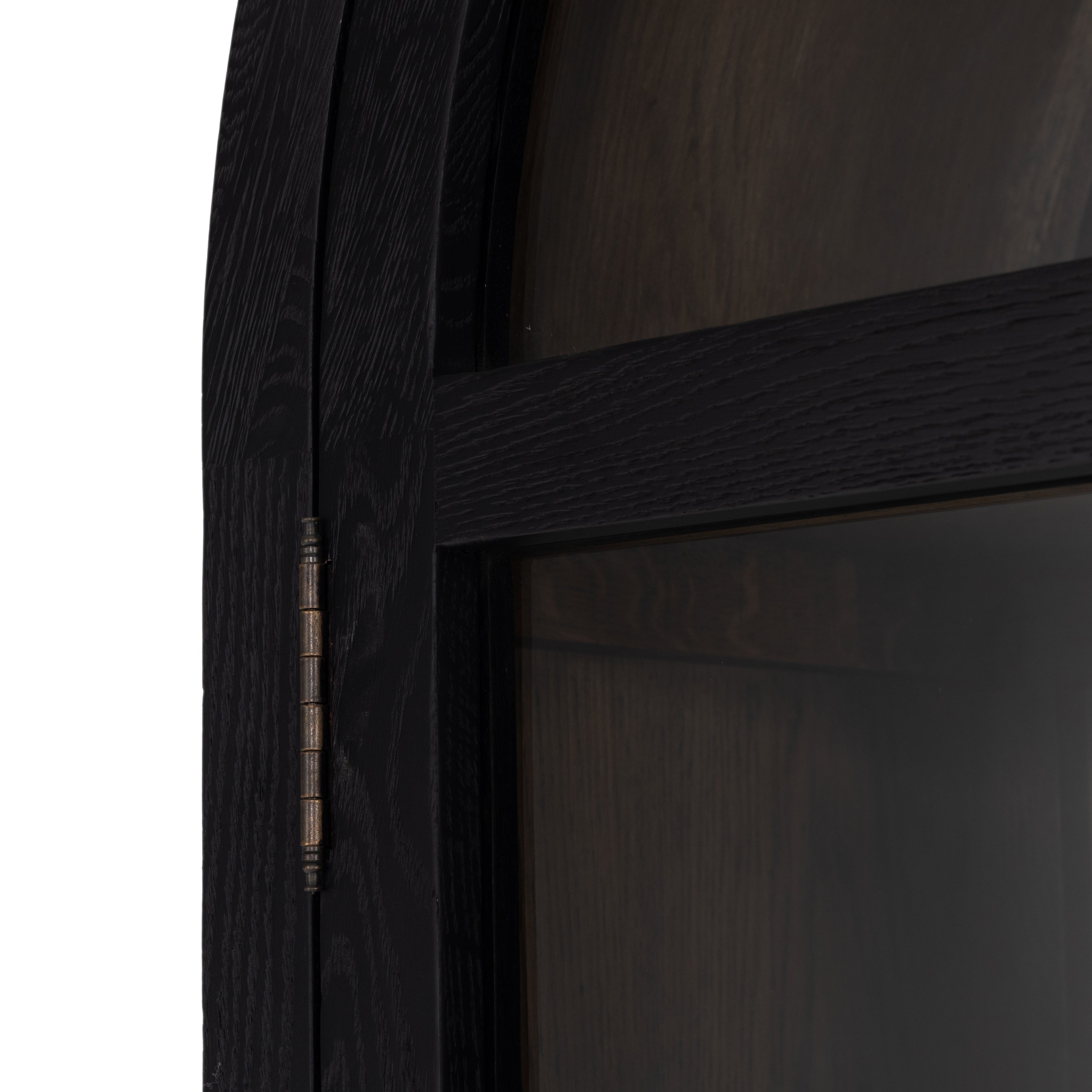 Store it in style with this Tolle Cabinet - Drifted Oak. Beautifully shaped cabinetry of black solid oak features spacious interior shelving and clear glass front, ready for displaying favorite books, photos and treasures in any room!  Overall Dimensions: 38.00"w x 19.00"d x 84.00"h