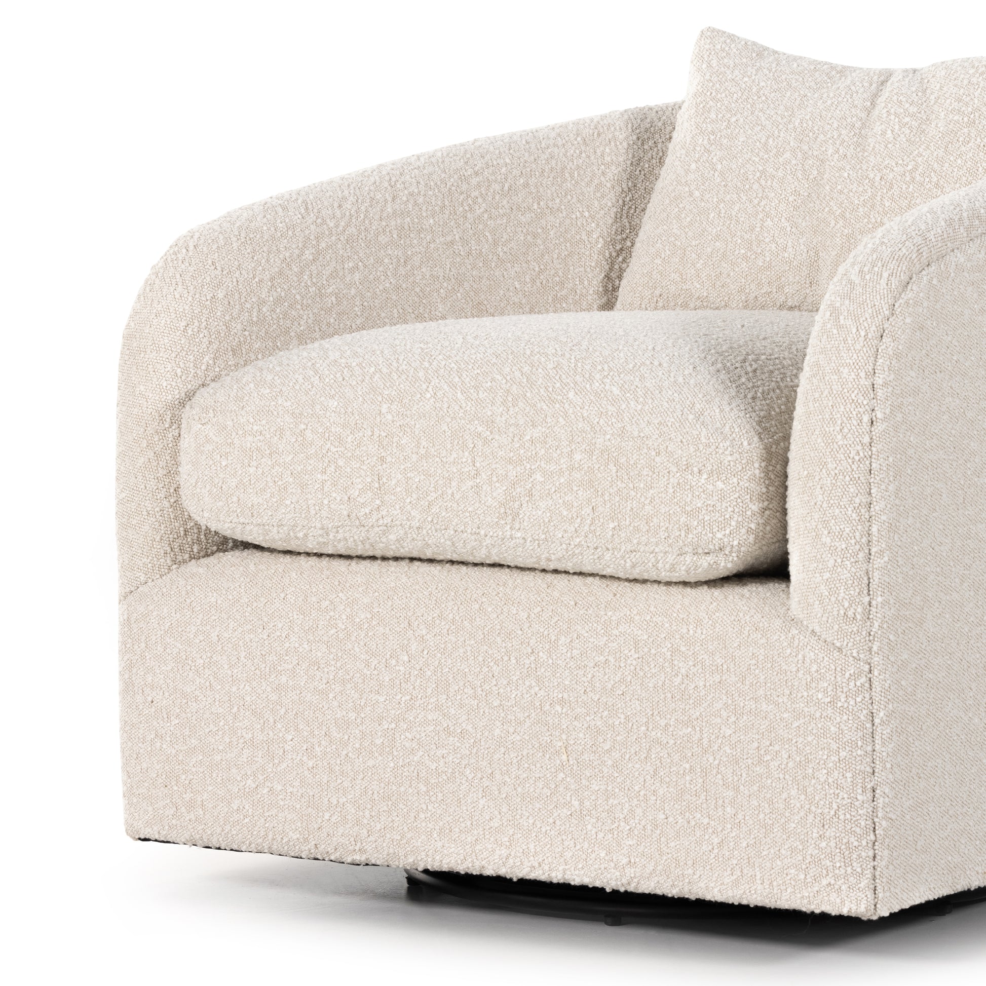 We the texture of this Topanga Swivel Chair - Knoll Natural. With a swivel feature - this is a perfect chair to use in your office, baby room, or other space needing a comfortable chair!  Overall Dimensions: 31.50"w x 35.00"d x 27.00"h