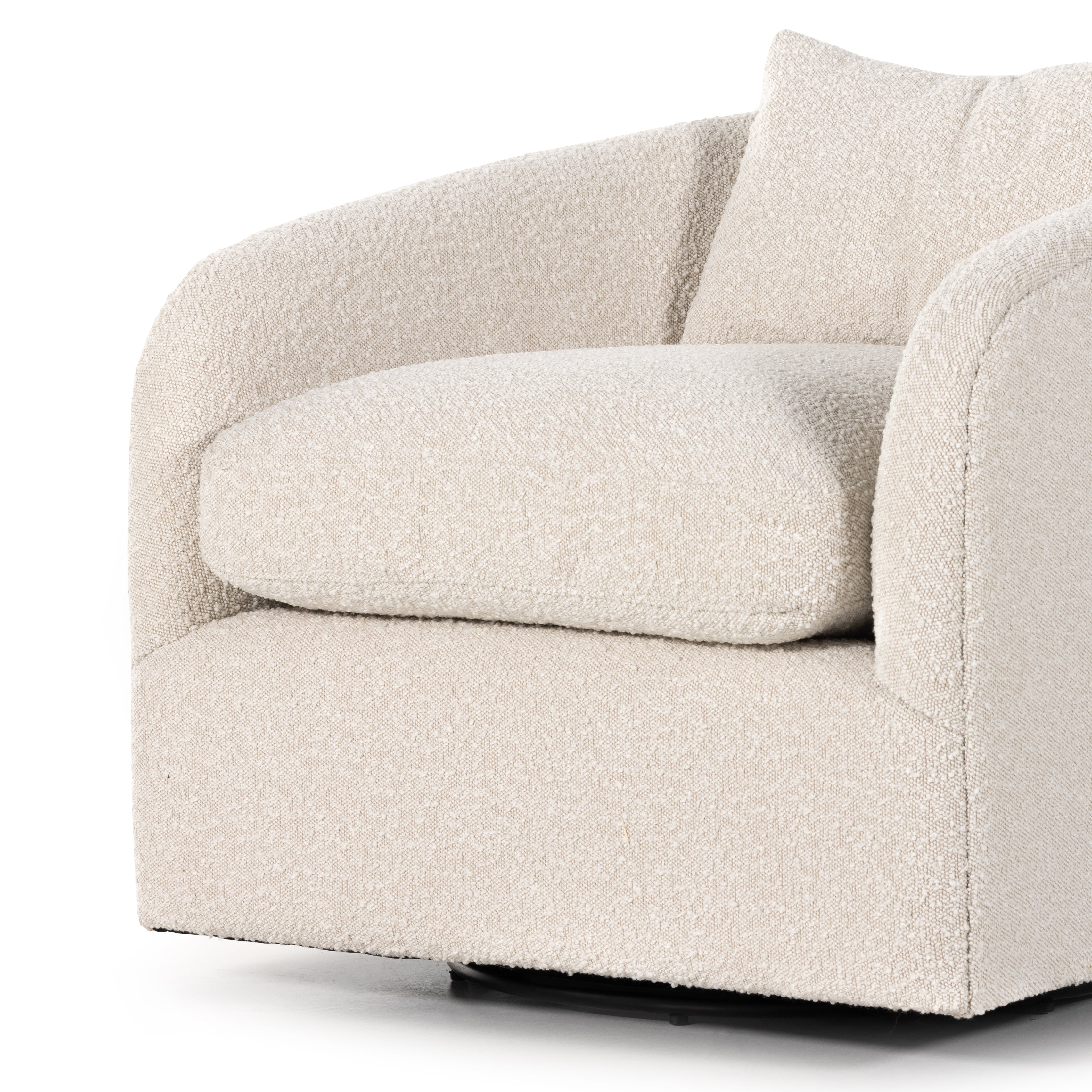 We the texture of this Topanga Swivel Chair - Knoll Natural. With a swivel feature - this is a perfect chair to use in your office, baby room, or other space needing a comfortable chair!  Overall Dimensions: 31.50"w x 35.00"d x 27.00"h
