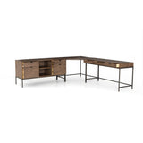 This Trey Desk System - Auburn Poplar offers plenty of desk storage by way of three spacious drawers. Metal-secured leather pulls add a textural element of surprise to the drawers for handy storage of legal and letter sized documents - a must have for any office space!