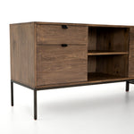 This Trey Desk System - Auburn Poplar offers plenty of desk storage by way of three spacious drawers. Metal-secured leather pulls add a textural element of surprise to the drawers for handy storage of legal and letter sized documents - a must have for any office space!