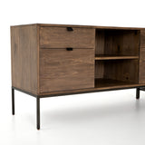This Trey Desk System - Auburn Poplar offers plenty of desk storage by way of three spacious drawers. Metal-secured leather pulls add a textural element of surprise to the drawers for handy storage of legal and letter sized documents - a must have for any office space!