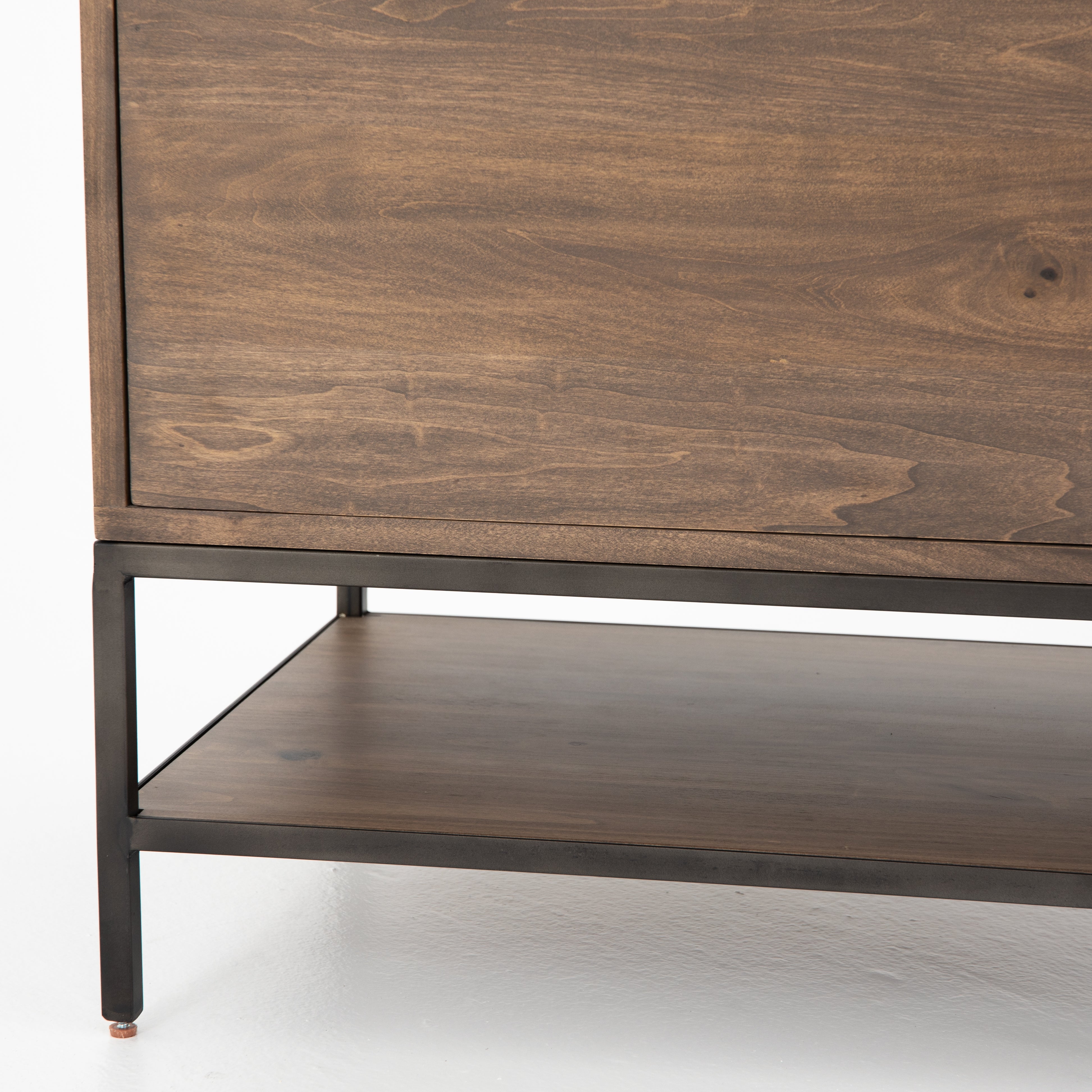 This Trey Desk System - Auburn Poplar offers plenty of desk storage by way of three spacious drawers. Metal-secured leather pulls add a textural element of surprise to the drawers for handy storage of legal and letter sized documents - a must have for any office space!
