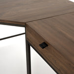 This Trey Desk System - Auburn Poplar offers plenty of desk storage by way of three spacious drawers. Metal-secured leather pulls add a textural element of surprise to the drawers for handy storage of legal and letter sized documents - a must have for any office space!