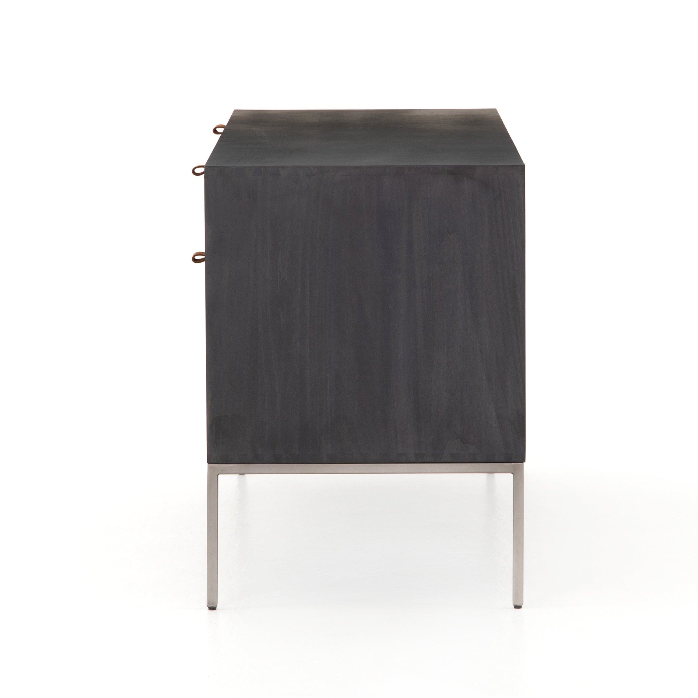 Featuring Trey Modular Filing Credenza - Black Poplar by Four Hands at Amethyst Home. Inspired by clean mid-century design, this Trey Modular Filing Credenza - Black Poplar brings generous storage space to the modern office, with a fully finished back pus metal-secured leather pulls for an element of surprise. Great solo or paired with matching desk or fil.  Amethyst Home provides interior design, new home construction design consulting, vintage area rugs, and lighting in the Park City metro area.