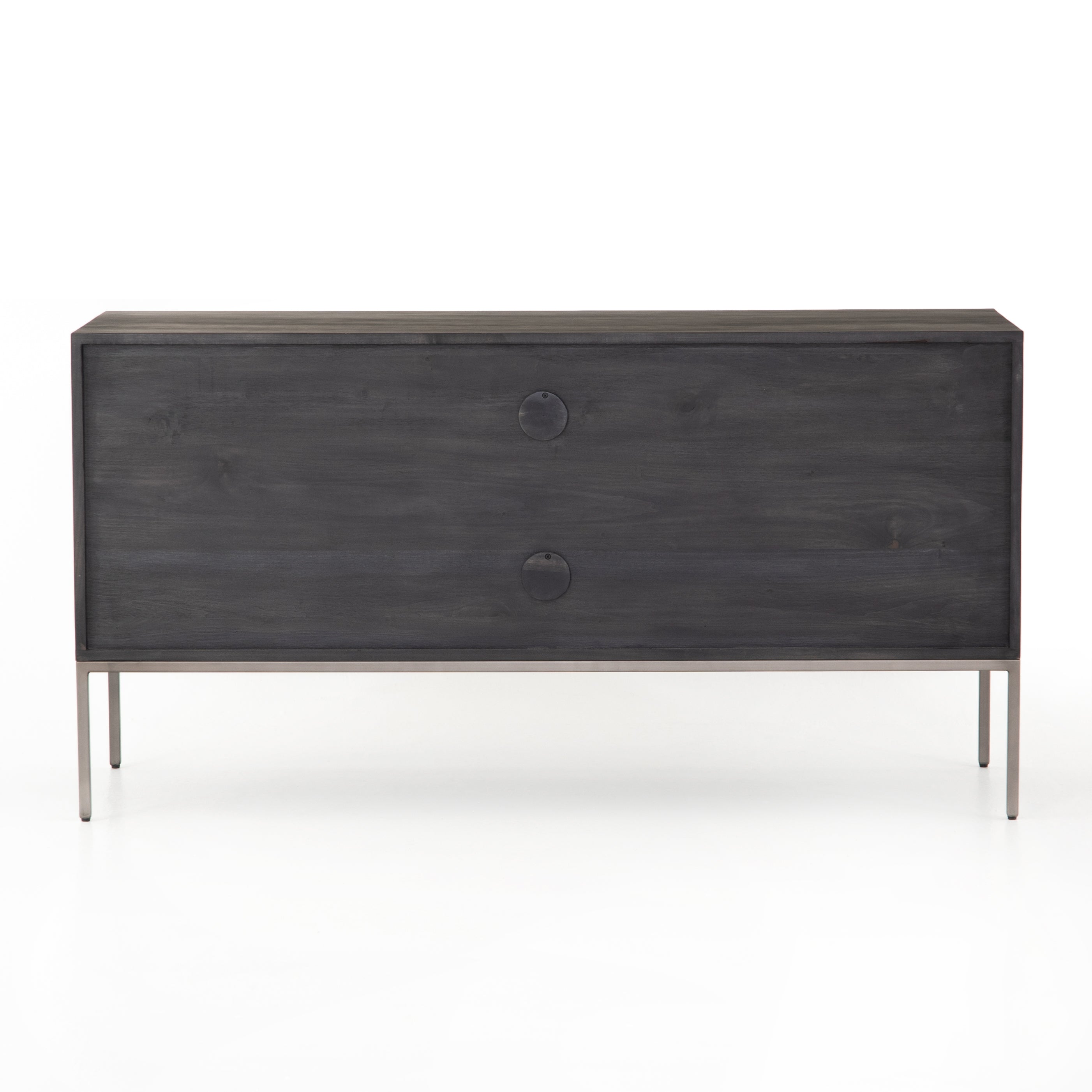 Featuring Trey Modular Filing Credenza - Black Poplar by Four Hands at Amethyst Home. Inspired by clean mid-century design, this Trey Modular Filing Credenza - Black Poplar brings generous storage space to the modern office, with a fully finished back pus metal-secured leather pulls for an element of surprise. Great solo or paired with matching desk or fil.  Amethyst Home provides interior design, new home construction design consulting, vintage area rugs, and lighting in the Nashville metro area.