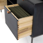 Featuring Trey Modular Filing Credenza - Black Poplar by Four Hands at Amethyst Home. Inspired by clean mid-century design, this Trey Modular Filing Credenza - Black Poplar brings generous storage space to the modern office, with a fully finished back pus metal-secured leather pulls for an element of surprise. Great solo or paired with matching desk or.  Amethyst Home provides interior design, new home construction design consulting, vintage area rugs, and lighting in the Newport Beach metro area.