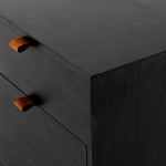 Featuring Trey Modular Filing Credenza - Black Poplar by Four Hands at Amethyst Home. Inspired by clean mid-century design, this Trey Modular Filing Credenza - Black Poplar brings generous storage space to the modern office, with a fully finished back pus metal-secured leather pulls for an element of surprise. Great solo or paired with matching desk or fi.  Amethyst Home provides interior design, new home construction design consulting, vintage area rugs, and lighting in the Washington metro area.