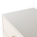 Featuring Van 7 Drawer Dresser - Matte Alabaster by Four Hands at Amethyst Home. This Van 7 Drawer Dresser - Matte Alabaster is finished in a dreamy off-white and aged-brass finished hardware to finish the look. This features five spacious drawers and two smaller velvet-lined drawers perfect for storing your favorite jewelry. 
Overall Dimensions: 58"W x 19".  Amethyst Home provides interior design, new home construction design consulting, vintage area rugs, and lighting in the Monterey metro area.