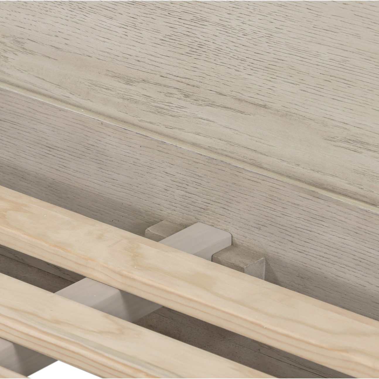 Finished in a beautifully light vintage white this Viggo Bed is a low, clean-lined oak bed featuring inset panel detailing on head and foot boards plus side rails, for an elegant, angular look for any bedroom. 