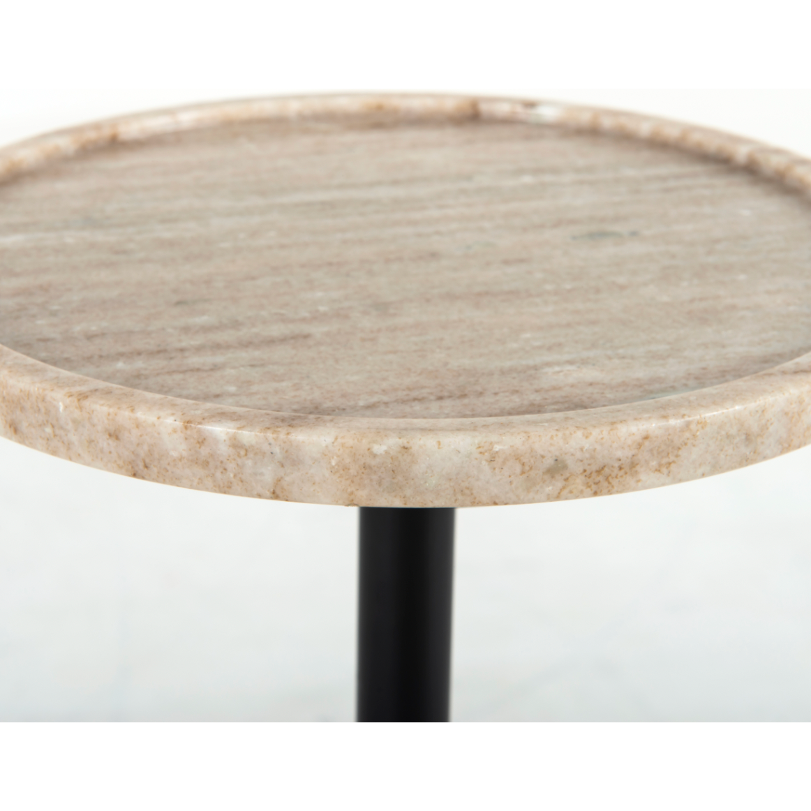 We love the abstract design of this Viola Accent Table - Antique White Marble. Made from solid marble, things brings an elegant feel to any space.   Overall Dimensions: 10.00"w x 10.00"d x 18.75"h  Colors: Antique White Marble, Dark Kettle Black Materials: Solid Marble, Iron