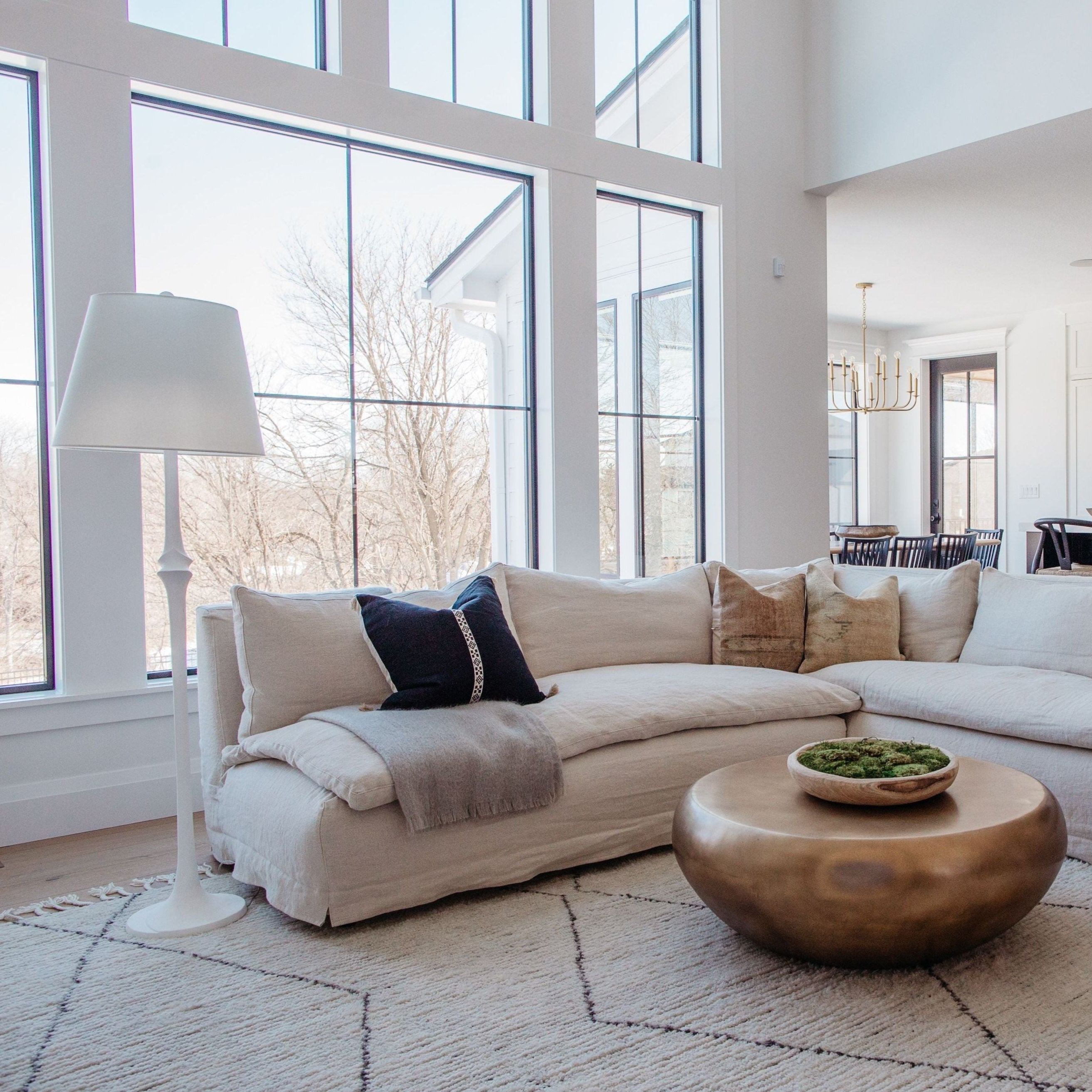 Inspired by textiles from the Tullu region in Morocco, the Alpine brings texture and versatility to both global and modern spaces. Crafted of natural wool, the hand-knotted Ammil rug features a plush, ridged feel and an asymmetrical trellis design in cream and black tones.  Hand-Knotted 100% Wool ALP03 Alpine Ammil Rug 