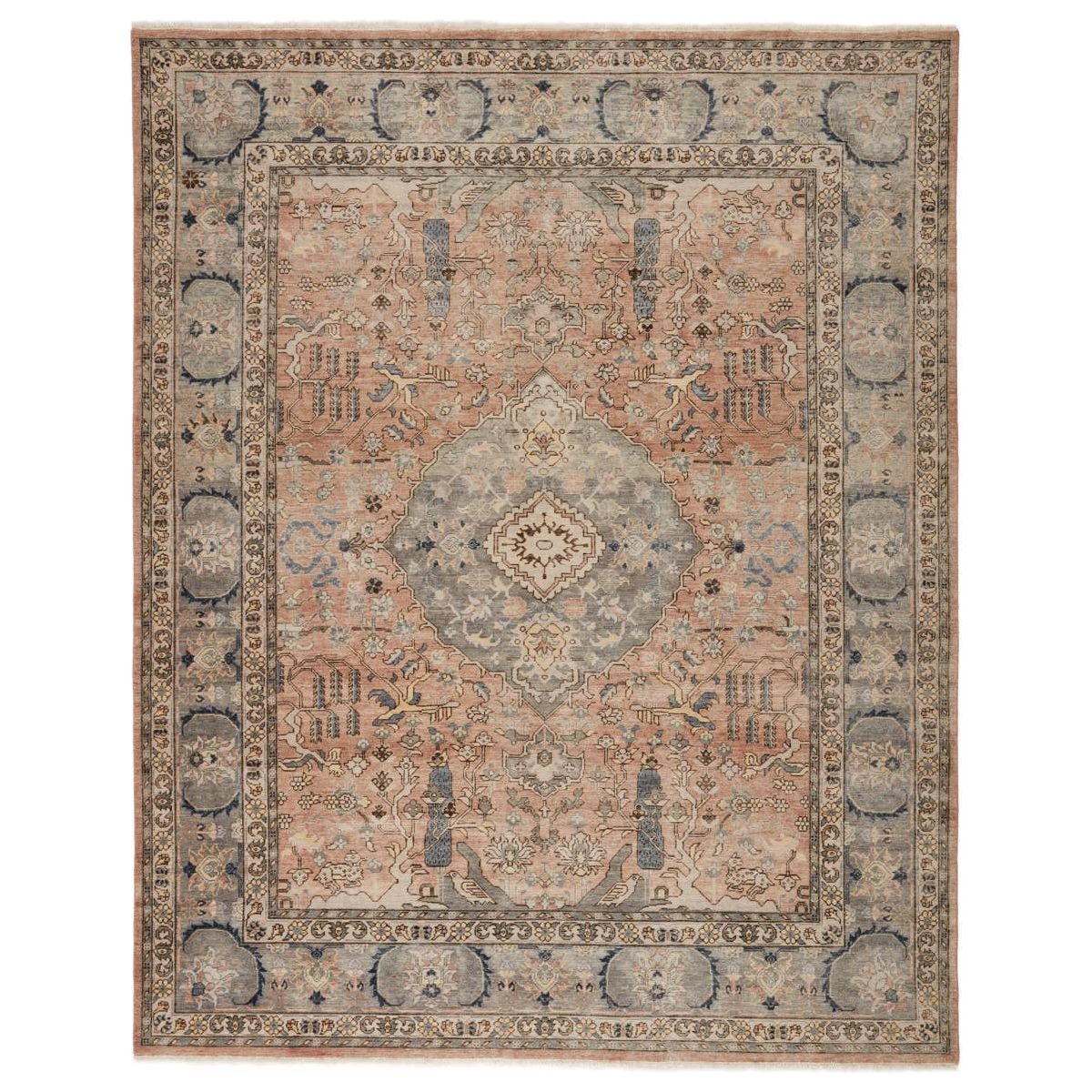 The Someplace in Time Pendulum Area Rug from Jaipur Living, or SPT09, features neutral tones of tan, beige, and gray. The inviting Pendulum rug ground spaces with luxe appeal and an exceptional hand-knotted quality. Crafted of handspun wool, this artisan-made rug boasts an authentic, timeworn look.